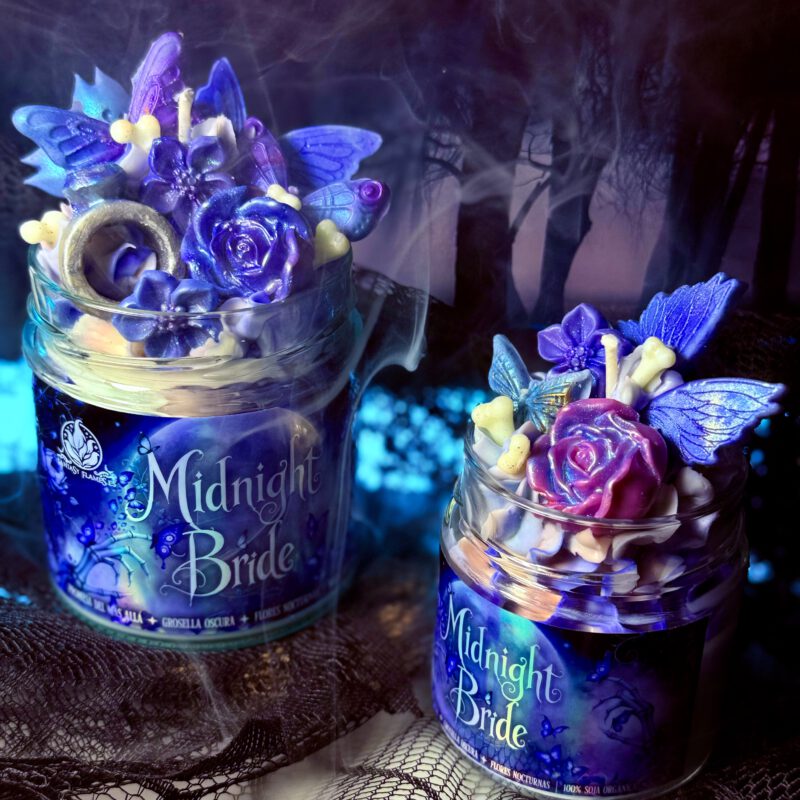 Vela La Novia Cadáver, Midnight Bride de Fantasy Flames, inspirada en Emily de Corpse Bride.
