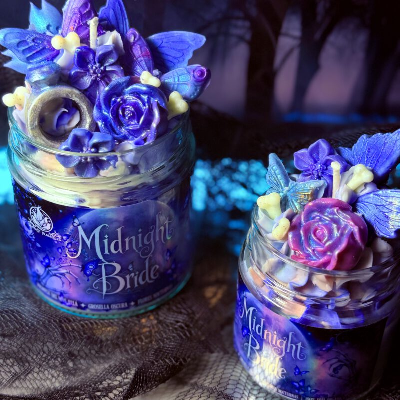 Vela La Novia Cadáver, Midnight Bride de Fantasy Flames, inspirada en el universo de Emily.